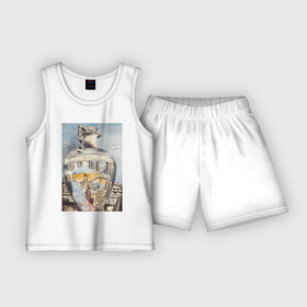 Детская пижама с шортами хлопок с принтом Souvenir of Florence ,  |  | абстракция | ваза | винтаж | геометрия | картина | классика | минимализм | отражение | синий | треугольник | экспрессионизм