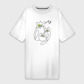 Платье-футболка хлопок с принтом Смешные кошки ,  |  | cat | котенок | котики | коты | кошки