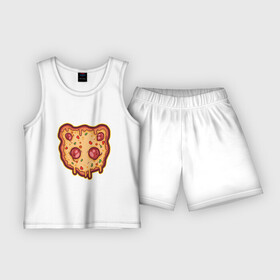 Детская пижама с шортами хлопок с принтом Пицца панда ,  |  | арт | вредная еда | додо | звери | иллюстрация | колбаски | пандочка