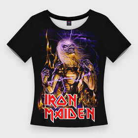 Женская футболка 3D Slim с принтом Iron Maiden  рок 80 х ,  |  | iron maiden | железная дева | металл | рок | хеви металл