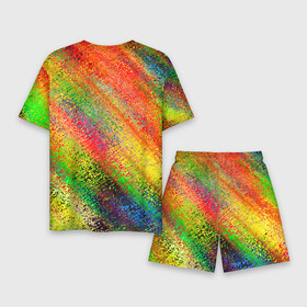 Мужской костюм с шортами 3D с принтом Rainbow inclusions ,  |  | abstraction | blue | color | orange | pink | rainbow | red | абстракция | красный | оранжевый | радуга | розовый | синий | цветной