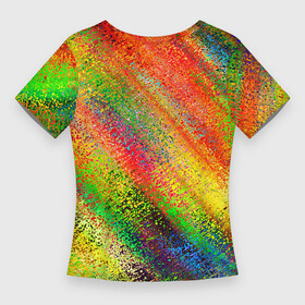 Женская футболка 3D Slim с принтом Rainbow inclusions ,  |  | abstraction | blue | color | orange | pink | rainbow | red | абстракция | красный | оранжевый | радуга | розовый | синий | цветной