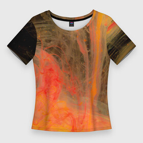 Женская футболка 3D Slim с принтом Абстрактное множество красок  Оранжевый ,  |  | abstraction | art | artwork | blood | colorful | colors | graphics | paints | patterns | surrealism | sweethuman | sweethumen | абстракция | арт | графика | искусство | краски | кровь | разноцветный | сюрреализм | узоры | цвета