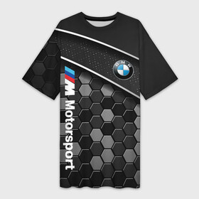 Платье-футболка 3D с принтом BMW : Технологическая Броня ,  |  | bmw | bmw motorsport | bmw performance | carbon | m | m power | motorsport | performance | sport | бмв | броня | карбон | моторспорт | соты | спорт | шестиугольники
