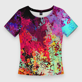 Женская футболка 3D Slim с принтом Летний красочный паттерн  импрессия ,  |  | abstraction | color | fashion | impression | pattern | summer | абстракция | импрессия | лето | мода | паттерн | цвет
