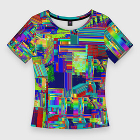 Женская футболка 3D Slim с принтом Vanguard fractal pattern ,  |  | abstraction | fashion | fractal | glitch | pattern | vanguard | абстракция | авангард | глитч | мода | паттерн | фрактал