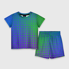 Детский костюм с шортами 3D с принтом Blue Green gradient ,  |  | Тематика изображения на принте: абстрактные | классика | классические | нейтральные | спокойные | узор | узоры