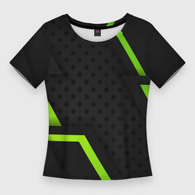 Женская футболка 3D Slim с принтом BLACK GREEN GEOMETRY ,  |  | абстрактные | классика | классические | нейтральные | спокойные | узор | узоры