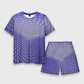 Мужской костюм с шортами 3D с принтом Неоновые кубы  оптическая иллюзия ,  |  | 3d | 3д | куб | кубы | неон | неоновая | неоновые | неоновый | оптическая иллюзия