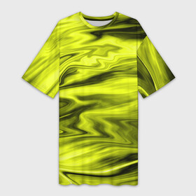 Платье-футболка 3D с принтом Неоновый желтый с черным абстрактный узор ,  |  | абстрактный узор | желтый | желтый неоновый | мраморная текстура | разводы | серый и желтый