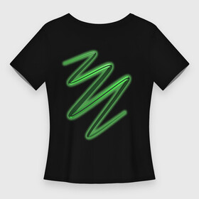 Женская футболка 3D Slim с принтом Неон: Японский иероглиф Удача ,  |  | зеленый | иероглиф | неон | светящийся | символ | удача | япония