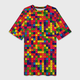 Платье-футболка 3D с принтом Компьютерная мозаика ,  |  | игра | компьютер | мозаика | пиксели | пиксель | пиксельная графика | тетрис