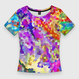 Женская футболка 3D Slim с принтом Летняя мозаика ,  |  | Тематика изображения на принте: abstraction | color | impression | mosaic | summer | абстракция | импрессия | лето | мозаика | цвет