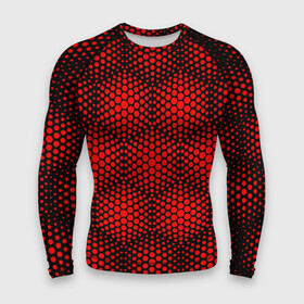 Мужской рашгард 3D с принтом Красные неоновые соты ,  |  | 3d | 3д | гексагон | неон | неоновые | сота | соты | шестигранники | ячейки