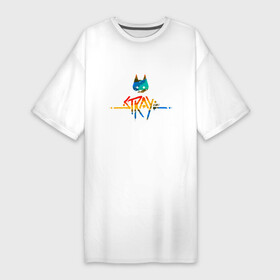 Платье-футболка хлопок с принтом Stray Color ,  |  | cat | game | stray | бродяга | видеоигра | животные | игра | квест | кот | кошка | стрэй