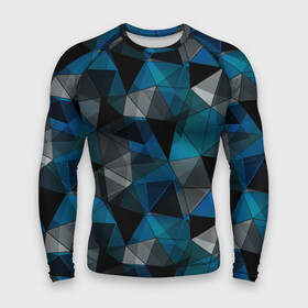 Мужской рашгард 3D с принтом Сине черный геометрический ,  |  | abstract | black | blue and black | blue black | geometric | gray | polygonal | triangles | абстрактный | геометрический | полигональный | серый | сине черный | синий | синий и черный | треугольники | черный