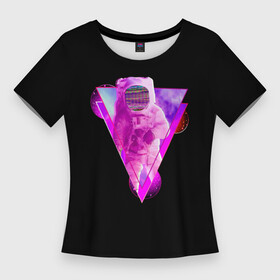 Женская футболка 3D Slim с принтом Открытый Космос Астронавт ,  |  | astronaut | cosmonaut | door | galaxy | nebula | open | planet | portal | satellite | space | triangle | астронавт | галактика | дверь | космонавт | космос | открытый | планета | портал | спутник | треугольник | туманность