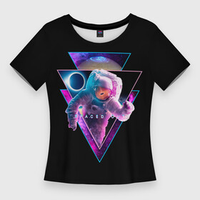 Женская футболка 3D Slim с принтом Spaced Out ,  |  | astronaut | cosmonaut | door | galaxy | nebula | open | out | planet | portal | satellite | space | spaced | triangle | астронавт | галактика | дверь | дыра | затмение | звезды | космонавт | космос | открытый | планета | портал | спутник | треугольник