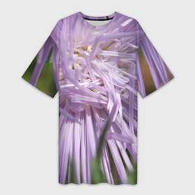 Платье-футболка 3D с принтом Астра в стиле хаос ,  |  | Тематика изображения на принте: астра | беспорядок | дача | игла | лепесток | лето | природа | растение | тонкий | участок | фазенда | фиолетовый | хоас | цветение | цветовод | цветоводство | цветок | цветы