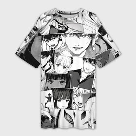 Платье-футболка 3D с принтом Игра Дарвина паттерн ,  |  | anime | darwins game | kaname sudou | rein kashiwagi | shuka karino | аниме | анимэ | игра дарвина | канамэ судо | рэйн касиваги | сюка карино