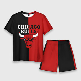 Мужской костюм с шортами 3D с принтом Чикаго Буллз black  red ,  |  | basketball | chicago bulls | баскетбол | быки | чикаго буллз