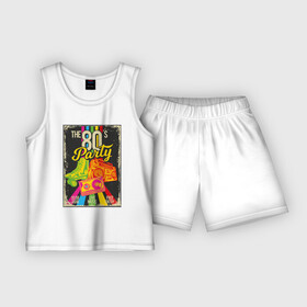 Детская пижама с шортами хлопок с принтом Лихие 80 е ,  |  | арт | винтаж | восьмедисятые | музыка | рестро | рок | ссср