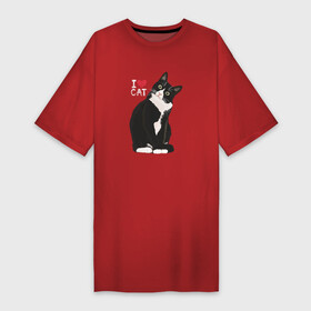 Платье-футболка хлопок с принтом Я люблю котиков ,  |  | животное | кот | котик | котэ | кошка