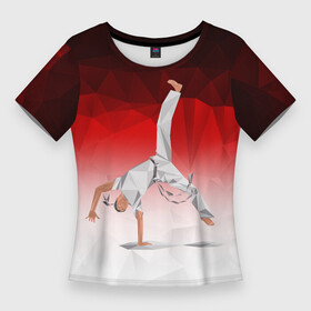 Женская футболка 3D Slim с принтом Капоэйра на одной руке ,  |  | capoeira | боевые исскуства | единоборства | капоэйра | спорт