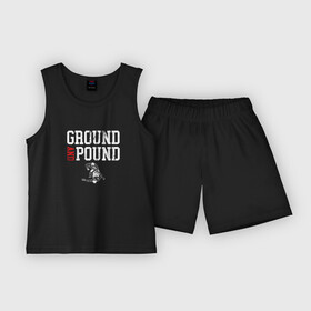 Детская пижама с шортами хлопок с принтом Ground And Pound Добивание ММА ,  |  | gnp | ground and pound | mixed martial arts | mma | wrestling | единоборства | мма