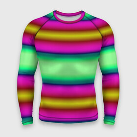 Мужской рашгард 3D с принтом Разноцветный неоновый полосатый узор ,  |  | Тематика изображения на принте: зеленый | неоновый | полосатый узор | разноцветный узор | розовый