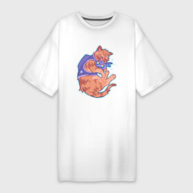 Платье-футболка хлопок с принтом Бродяга и B 12 ,  |  | b 12 | cat | game | games | б 12 | бездомный | бродяга | игра | игры | кот | котёнок | стрей | стрэй