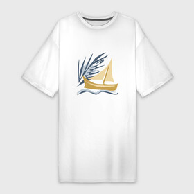 Платье-футболка хлопок с принтом Парусник в океане ,  |  | beige | boat | gray | land | minimalism | mustard | ocean | palm tree | sailboat | sea | simple | sun | sunset | travel | waves | бежевый | волны | горчичный | закат | лето | лодка | минимализм | море | океан | пальма | парусник | пейзаж | простой | путеш