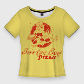 Женская футболка 3D Slim с принтом Stranger Things 4  Surfer boy pizza ,  |  | stranger things | stranger things 4 | surfer boy pizza | загадочные события | очень странные дела