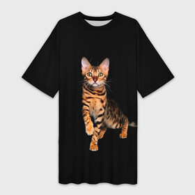 Платье-футболка 3D с принтом Бенгальский котенок ,  |  | Тематика изображения на принте: bengal cat | бенгал | бенгальская кошка | бенгальский кот | бенгальский котенок | порода бенгал | снежный бенгал