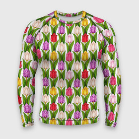 Мужской рашгард 3D с принтом тюльпаны разных цветов ,  |  | Тематика изображения на принте: белые тюльпаны | желтые тюльпаны | розовые тюльпаны | тюльпаны | фиолетовые тюльпаны | цветы