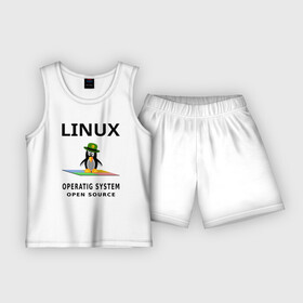 Детская пижама с шортами хлопок с принтом Пингвин линукс ,  |  | linux | penguin | text linux | линукс | пингвин | текст | текст линукс