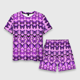 Мужской костюм с шортами 3D с принтом Purple butterflies ,  |  | background | beautiful | colorful | insect | pattern | wings | бабочки | красивый | красочные | крылья | насекомое | узор | фиолетовый | фон