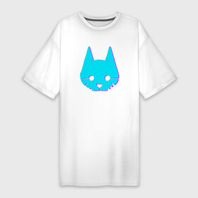 Платье-футболка хлопок с принтом Stray neon ,  |  | cat | game | games | бездомный | бродяга | игра | игры | кот | котёнок | стрей | стрэй