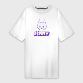 Платье-футболка хлопок с принтом Stray x Twitch ,  |  | cat | game | games | twitch | бездомный | бродяга | игра | игры | кот | котёнок | стрей | стримеру | стрэй | твитч