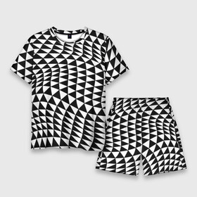 Мужской костюм с шортами 3D с принтом Геометрический паттерн  минимализм ,  |  | geometry | minimalism | pattern | triangle | wave | волна | геометрия | минимализм | паттерн | треугольник