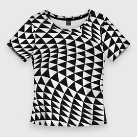 Женская футболка 3D Slim с принтом Геометрический паттерн  минимализм ,  |  | geometry | minimalism | pattern | triangle | wave | волна | геометрия | минимализм | паттерн | треугольник