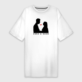 Платье-футболка хлопок с принтом Эсра и Озан ,  |  | любовь | любовь месть разум | озан | пара | персонажи | турецкий сериал | эсра