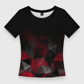 Женская футболка 3D Slim с принтом Черно красный геометрический ,  |  | abstract | black | black and red | geometric | gradient | gray | ombre | polygonal | red | triangles | абстрактный | геометрический | градиент | красный | омбре | полигональный | серый | треугольники | черно красный | черный | черный и красный