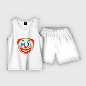Детская пижама с шортами хлопок с принтом Эмодзи Клоун ,  |  | clown | emoji | smile | клоун | смайл | смайлик | эмоджи | эмодзи