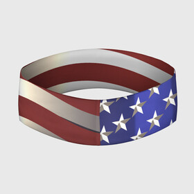 Повязка на голову 3D с принтом Американский флаг: блестящие звезды и полоски ,  |  | америка | блестящий | звезды | красный | перламутровый | полоска | синий | сша | флаг