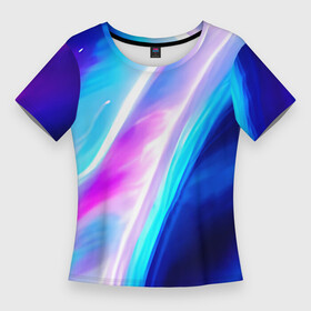 Женская футболка 3D Slim с принтом Звездная вспышка ,  |  | abstraction | blue | bright | dark | galaxy | purple | space | stars | universe | абстракция | вселенная | вспышка | галактика | звезды | космос | разноцветный | синий | темная | фееричный | фиолетовый | яркая