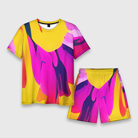 Мужской костюм с шортами 3D с принтом Яркие позитивные узоры ,  |  | abstraction | colors | funny | multicoloured | pattern | pink | positive | red | splashes | yellow | абстракция | веселый | желтый | краска | красный | летний | позитив | пятна | радостный | разноцветный | розовый | узоры | фееричный