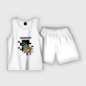 Детская пижама с шортами хлопок с принтом Логотип Майнкрафт ,  |  | арт | игра | логотип | майнкрафт | принт