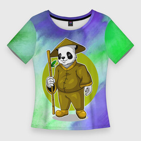 Женская футболка 3D Slim с принтом Мудрая Кунг фу панда ,  |  | gong fu | gongfu | kung fu | kungfu | panda | бамбуковый медведь | боевые исскуства | большая панда | вин чун | единоборства | кунг фу | кунгфу | медведь | медведь кошка | панда | пиньинь | пятнистый медведь | спорт