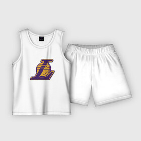 Детская пижама с шортами хлопок с принтом ЛА Лейкерс объемное лого ,  |  | los angeles lakers | nba | баскетбол | лос анджелес лейкерс | нба